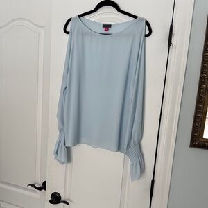Vince Camuto Light Blue Blouse with Ruched Sleeves
